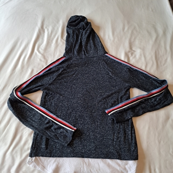Abercrombie kids girls size 13/14 hooded blue & white hooded shirt VGUC - Picture 4 of 6